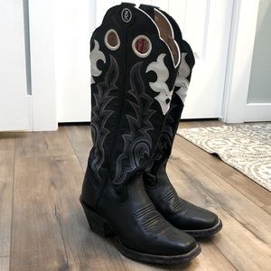 Womens Black, TONY LAMA Buckaroo tall Western cowgirl boots size 7B 7.5